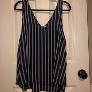 Old Navy navy and‎ gray stripe v neck and v back tank XXL